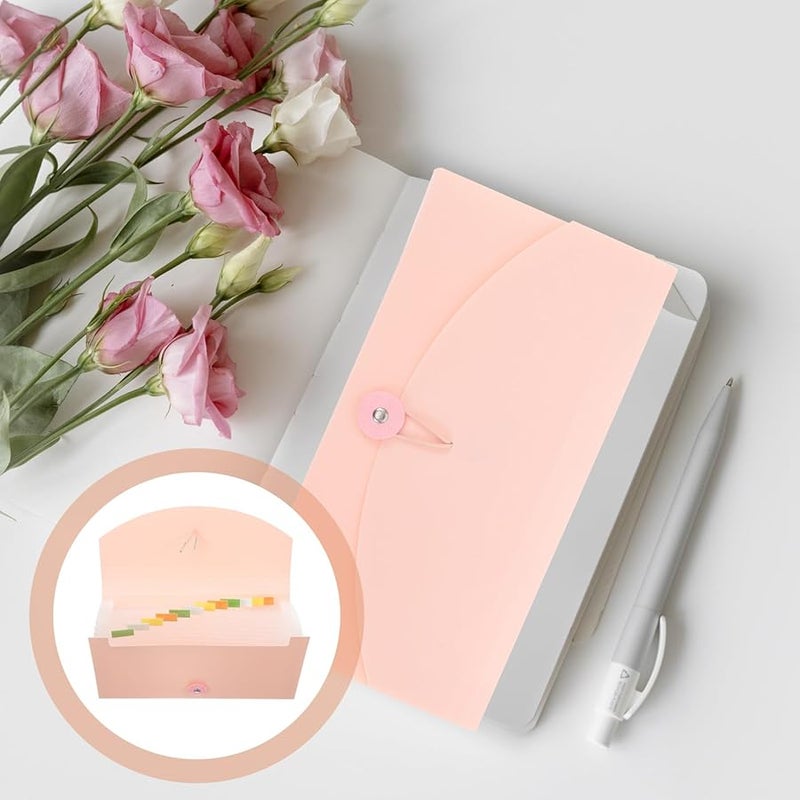 Pink B6 Accordion File Organizer Large Capacity Portable Receipt Storage Folder - Image 4